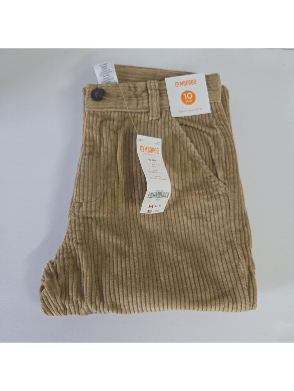 Gymboree Corduroy Pants Khaki Boy's 10 Slim With Adjustable Waist Holiday Soft